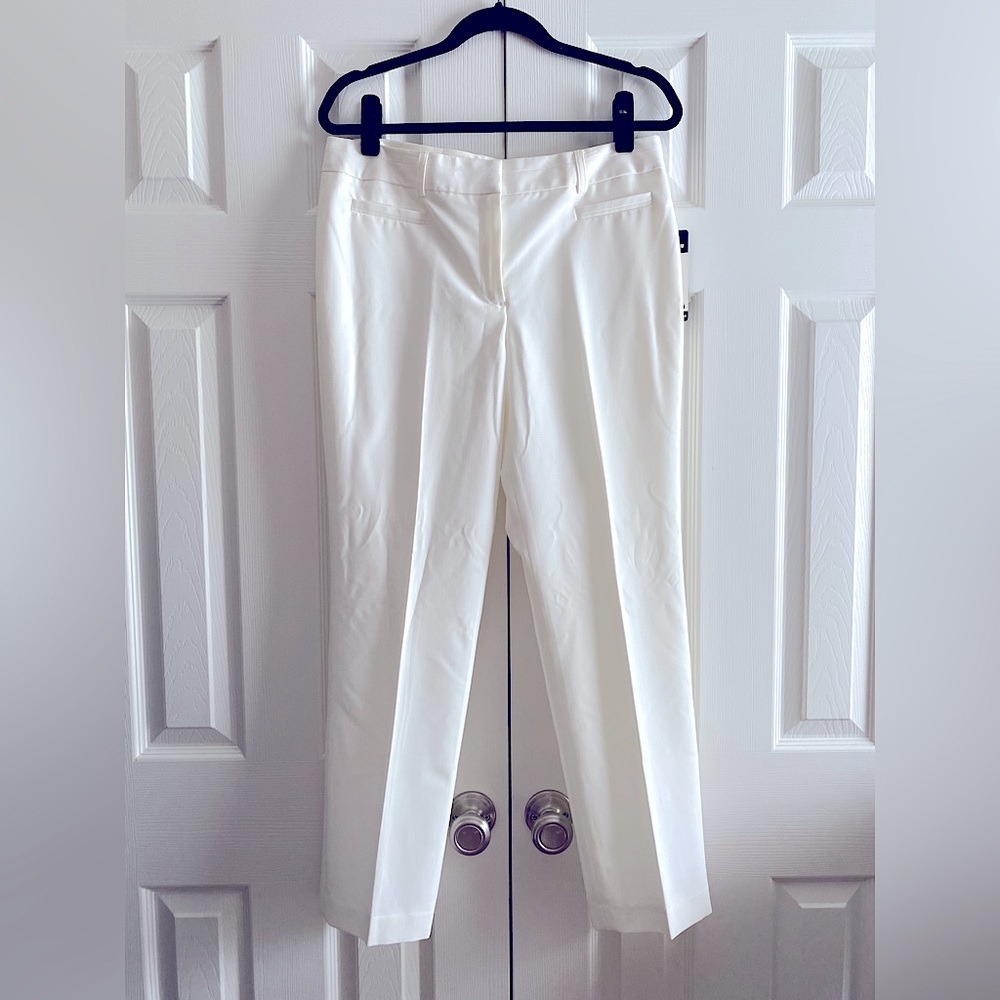 NEW DIRECTIONS CLASSIC FIT SLIM LEG TROUSER PANTS OFFICE NEUTRAL Winter White 12